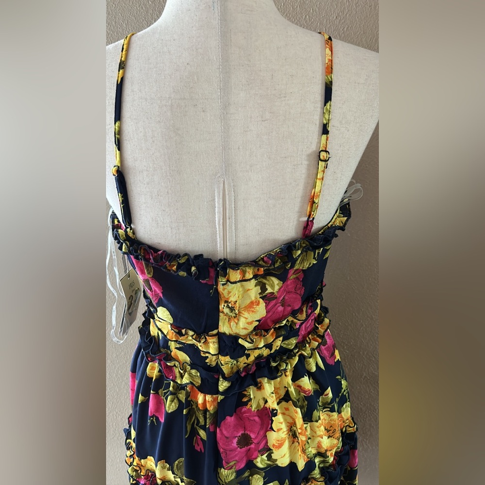 Floral Navy and Yellow Dress - Picture 9 of 10